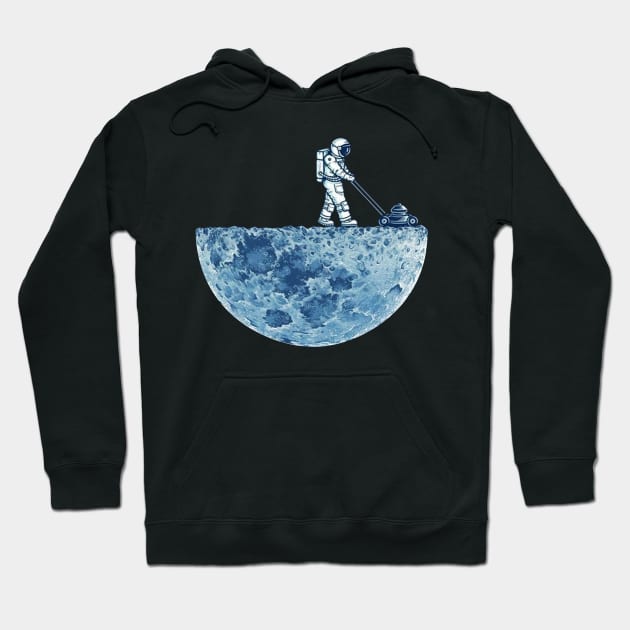 Asronaut mowing the moon Hoodie by euror-design